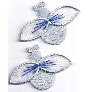 Ladybugs, Light Blue w/Sparkly Wings (2)   Iron On Embroidered 