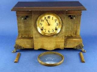 Antique 1910 Distressed Gilbert Column Mantel Clock  