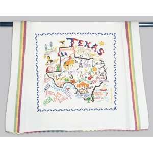    Catstudio Hand Embroidered Dish Towel   Texas