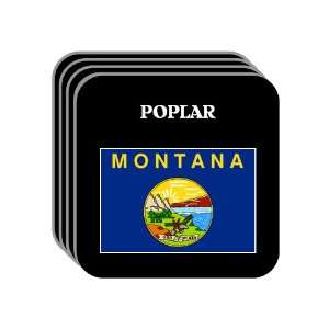 US State Flag   POPLAR, Montana (MT) Set of 4 Mini Mousepad Coasters