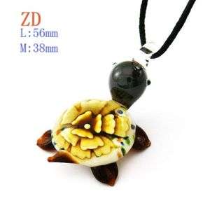   Chic Lampwork Murano Glass Flower Turtle Beads Pendant Necklace  