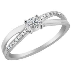  Diamond Promise Ring in 10K White Gold, Size 6 Jewelry