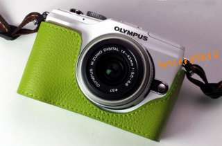 Real leather case bag for Olympus E PL2 EPL2 Camera Blk  
