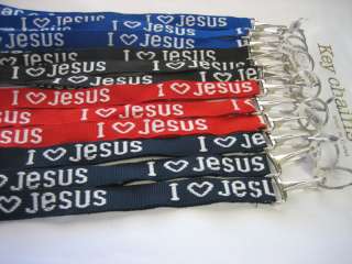 Lot of 12 pc Lanyard Key Chains / I love JESUS  