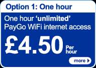   One hour unlimited PayGo WiFi internet access 4.50 per hour