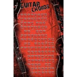  Guitar Chords (Chart, Red) Music Poster Print