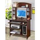 Poundex Home Office Computer Desk with Hutch in Dark Walnut Finish