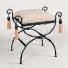 Powell Garden District Black/Pewter Upholstered Vanity Bench