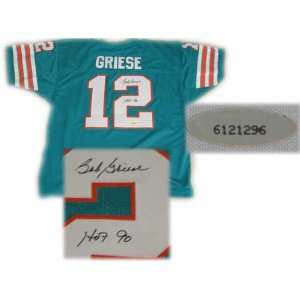  Bob Griese Autographed Teal Custom Jersey with HOF 90 
