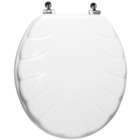 Trimmer Engraved Wood Toilet Seat with Shell Design in White