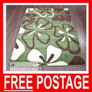 Green Brown, Beige And Cream Modern Rug   In 3 Sizes  