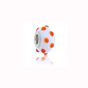  Charm Factory Orange Dotted Lampwork Glass Bead Arts 