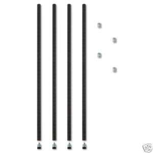 Stackable Posts For Wire Shelving, 36h, BLACK, 4/Pack  