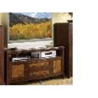Furniture of America TV Console in Cherry Brown Oak 2 tone Finish by 