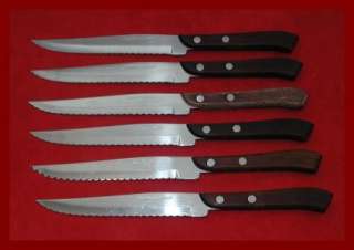 Set of 6 Vintage Kane Kut Stainless Steel Steak Knives Kitchen 