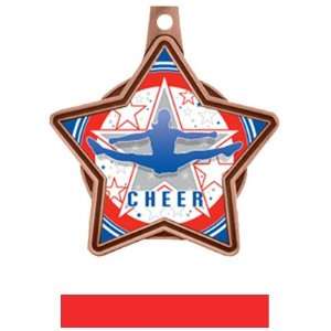 All Star Insert Custom Cheer Medals M 5501CH BRONZE MEDAL / RED RIBBON 