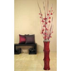  24 in. Cherry Scallop Mango Wood Vase and Lilies