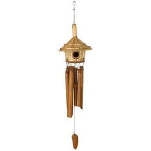  New Woodstock Chimes Thatched Roof Birdhouse Chime Made 