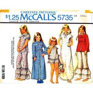 5735 Vintage Sewing Pattern Girls Robe Jacket Pajamas Nightgown 