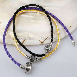 10PCS Multicolor Leather Cord Charm Beads Bracelet DIY Jewelry  
