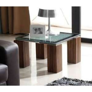    ET02 28 Square End Table with Crackled Glass Top a