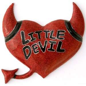   Metal Car Trunk Emblem   Red Little Devil Horns Heart: Automotive