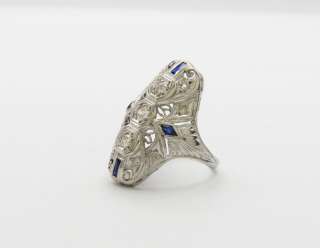 ART DECO 1920s PLATINUM DIAMOND & SAPPHIRE RING  