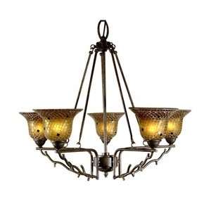   Multicolored Tamar Chandelier with Mica Bronze Finish And Glass Shade
