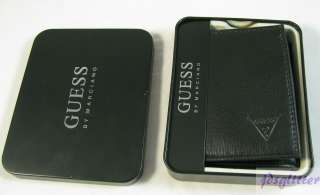 GUESS by MARCIANO Black Leather Trifold Logo Wallet NIB  