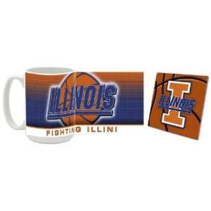  Illinois Mug & Coaster Gift Box Combo Illinois Fighting 