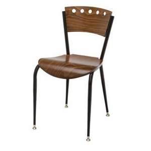   Metal Frame Cafe Chair With Wood Seat And Back Walnut
