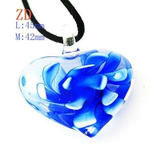  Multi Color Flower Heart Love Lampwork Glass Pendant Chain Necklace 