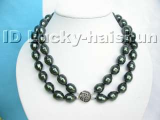 baroque Tahitian black south sea shell pearls necklace  