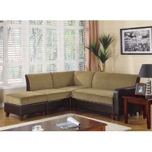   : Two Tone Velvet and Leather Modular Sectional Sofa: Home & Kitchen