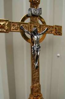 Old ornate Processional Cross with pole + + + chalice  