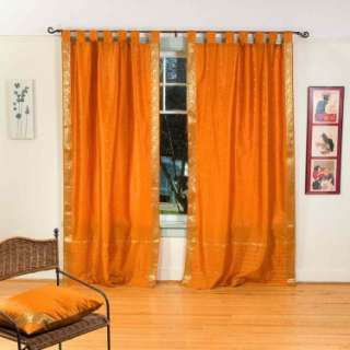 Indo Mustard Tab Top Sari Sheer Curtain Drape Panel 84  