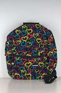 Yak Pak Black Multi Heart Doodle Backpack 2236  