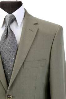   Suit Poly Solid Khaki 2 Button 2 Vent Jacket Flat Front Pant  