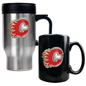 Calgary Flames Travel Mug & Ceramic Coffee Mug Set  