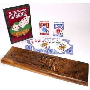   Cribbage Board Gift Set _ Board, Cards, Metal Pegs, Book Toys & Games