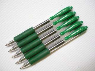 12 pilot G 2 0.5mm extra fine roller gel pen green ink  