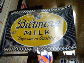   Farms Milk Spinner Sign w/ Bracket Asheville NC AM 1961 HTF  