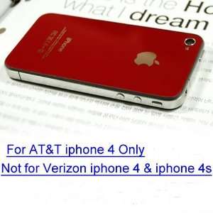 ATT Iphone 4 Back Cover Housing, Red Glass Battery Door, Replacement 