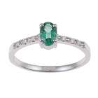  14k White Gold Emerald and Diamond Accent Ring (Size 7)