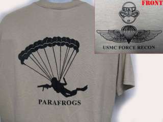 USMC FORCE RECON T SHIRT/ PARAFROG T SHIRT/ MCD  