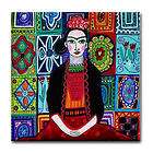 Frida Kahlo Tile   Mexican Folk Art Ceramic Coaster   Talavera Tiles 