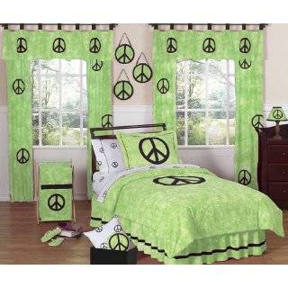 Lime Groovy Peace Sign Tie Dye Childrens Bedding 4pc Twin Set