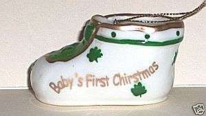 Irish Baby Bootie #1 Porcelain Christmas Ornament  