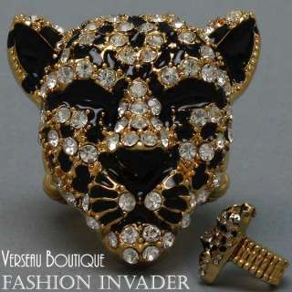 NEW Designer Inspired Rhinestone Leopard Ring   GOLD  