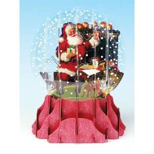 Christmas Greeting Card Pop up 3 d Snow Globe Fireplace Santa:  